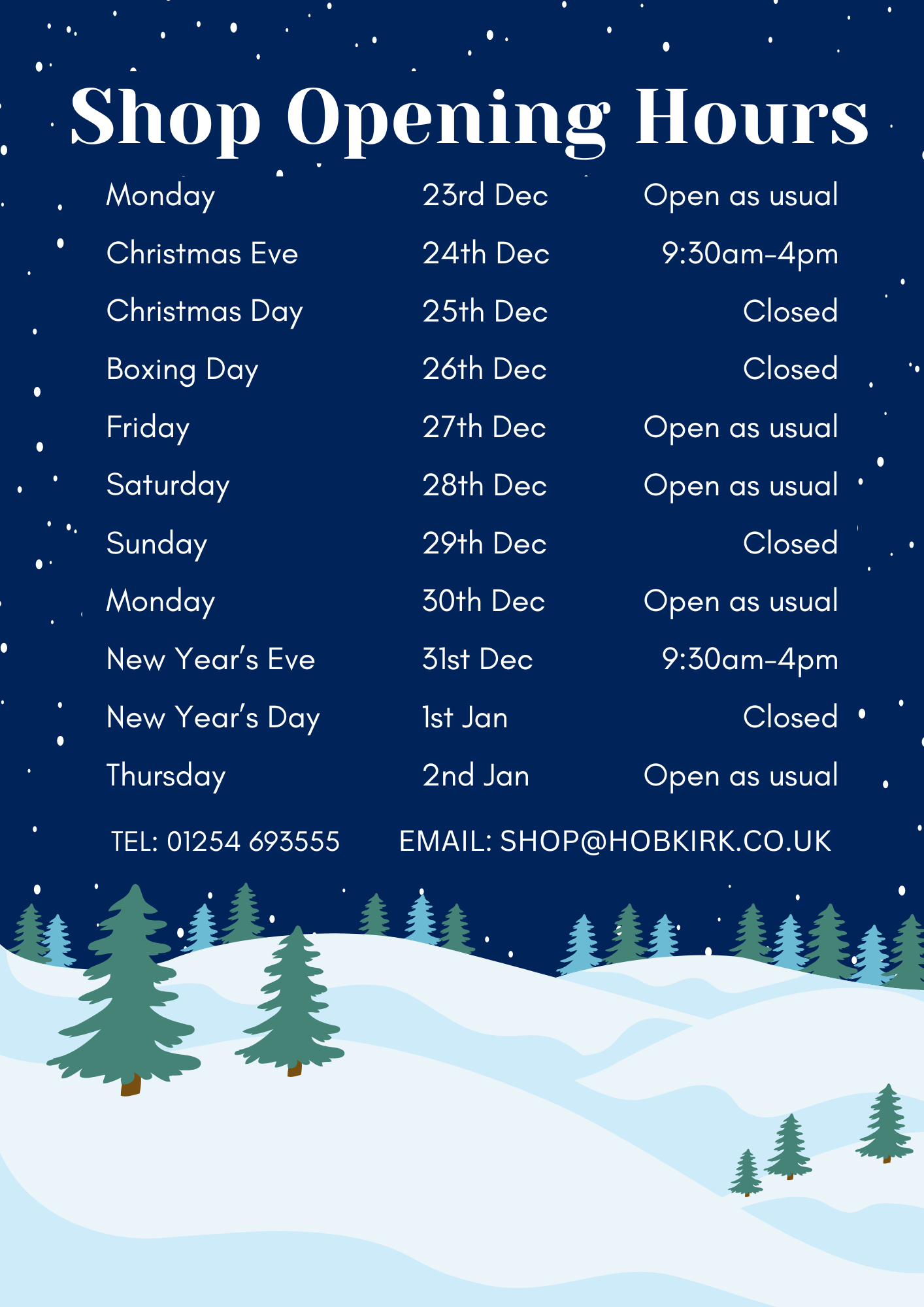 2024 Opening TImes DOM